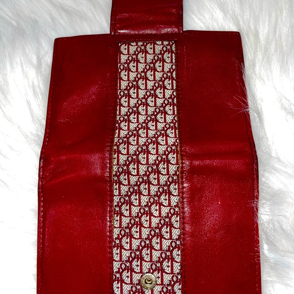 CHRISTIAN DIOR VINTAGE RED LEATHER WALLET - Picture 7 of 9